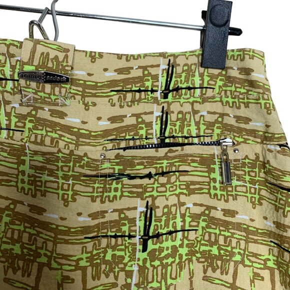 Jamie Sadock Golf Skort Skirt Y2K 2000's Print Tan Green Pockets Women's Size 4 - Picture 6 of 6